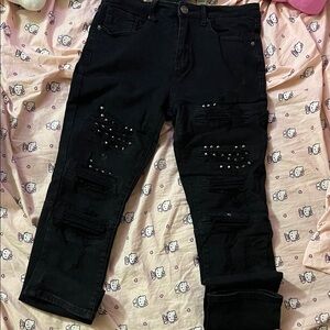 Black Distressed Women Jeans